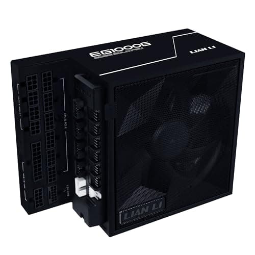 Image of Lian Li EDGE Gold 1000W PC Power Supply Black, 1000 Watt ATX PSU, PCIe 5.1, ATX 3.1 PSU | 80 PLUS Gold, modular, Sleeved Cable Kit, 12VHPWR for NVIDIA RTX, quiet fan, USB hub & fan hub