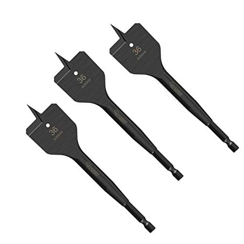 Image of 3 x SabreCut SCRIW36_3 36mm x 152mm Impact Rated Flat Wood Spade Bits for Softwood Hardwood Chipboard