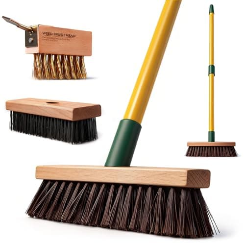 Image of EcoBuild 3-in-1 Telescopic Garden Cleaning Brush Set – Metal Pole with Nylon, Wire & Gap Brushes for Weeds, Moss, Algae, Patios, Driveways & Outdoor Floors