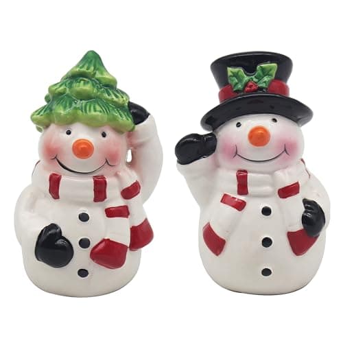 Image of Lesser & Pavey Snowmen Salt & Pepper Shakers Set of 2 | Festive Holiday Tableware for Christmas Dining | Adorable Snowman Design | Perfect Seasonal Kitchen Accessory & Gift for Christmas Lovers