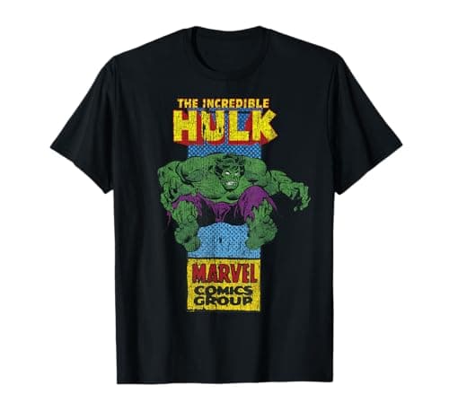 Image of Marvel The Incredible Hulk Retro Comic Side Panel Stamp T-Shirt