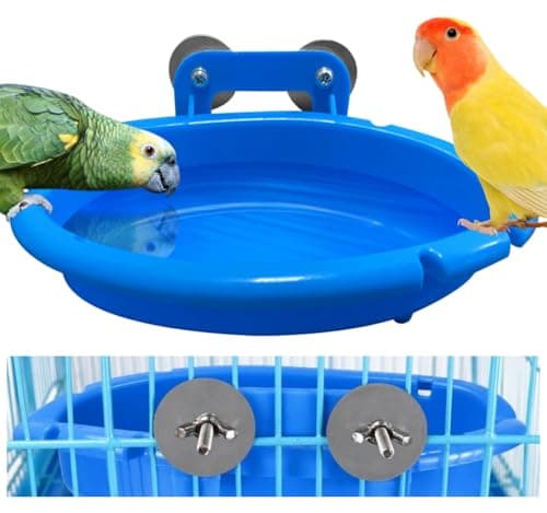 Image of cakefly Bird Bath for Cage Bird Water Bowl Budgie Bath Tub Bird Food Feeder Shower Tray Parrots Bathing Tubs Budgie Toys Accessories for Small Birds Parakeet Canary Lovebirds Finch (Bath Tub)