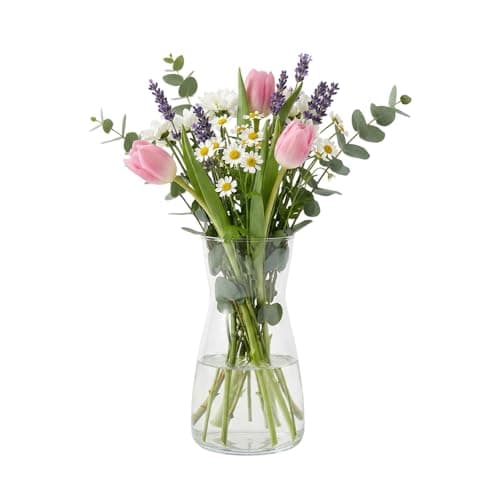 Image of GREENSAPPIRE Clear Glass Vase 7.7"" Tall Vases Clear Glass Vase for Centerpieces Modern Colored Glass Vases Rustic Home Decor, Decorative Modern Farmhouse, Ideal Shelf, Mantle (Transparent)