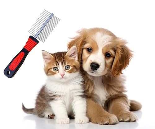 Image of Bahob® Deshedding Tool & Pet Grooming Professional Metal Shedding Brush Pet Cat Dog Grooming Comb Trimmer Tool, Double Sided Fur Rake Tool 17 x 6cm