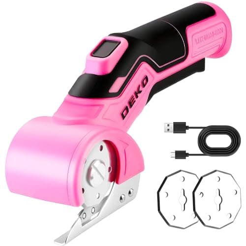 Image of DEKOPRO Rechargeable Electric Box Cutter with 2 Blades, High-Precision Cardboard Cutter with Safety Lock for Carpets, Plastic, Sheet-Aluminum, Cardboard with Type-C Charging, LED
