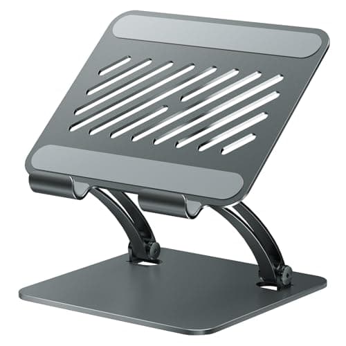 Image of tounee Tablet Holder Stand, Dual Rod Adjustable Aluminum Desktop Stand, Compatible with 4.7-16.5" iPads, Surface Tablets, Portable Monitors, Kindle & More (Gray)