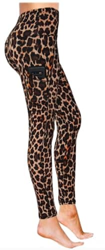 Image of Luxleg High Waist Womens Leggings - Active Workout Leggings - Tummy Control Soft Ankle Length Leggings for Women(S-M, Leopard Print Pockets)