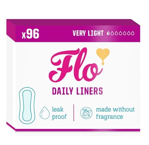 Image of Flo - Daily Liners (96 Pack) Very Light Flow - Wrapped, Ultra-Thin - Natural, Absorbent, Soft & Breathable - Made with Organic Bamboo - Panty Liners for Women - Fragrance Free - Vegan & Cruelty Free