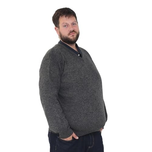 Image of Big Size V-Neck Jumper Long Sleeve Smart Work Office Casual Wear Classic Style 2XL-6XL