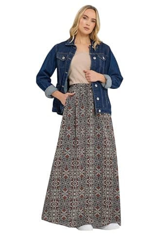 Image of Long Tall Sally - LTS Tall Abstract Tie Waist Maxi Skirt - Women's Black