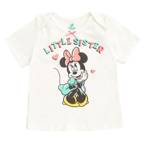 Image of Disney Matching Family T-Shirt Newborn to Big Kids (Newborn - 10-12), White, Minnie Mouse, Little Sister, 12 Months