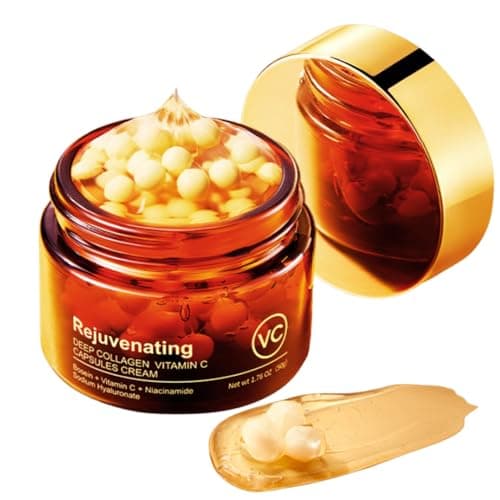 Image of Deep Collagen Vitamin C Face Cream – Anti-Wrinkle Capsules Cream – Korean Moisturiser vitamin e capsules for face with Niacinamide & Vitamin E – Rejuvenating & Hydrating Gel Korean Skincare Care