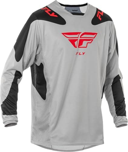 Image of Fly Racing Men's Kinetic Sym Jersey (Light Grey/Red/Black, 2X-Large)