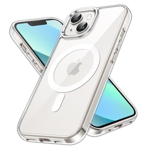 Image of JETech Magnetic Case for iPhone 13 mini 5.4-Inch Compatible with MagSafe Wireless Charging, Shockproof Phone Bumper Cover, Anti-Scratch Clear Back (Clear)