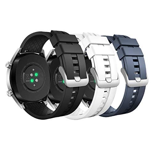 Image of MoKo 3 Pack Straps Compatible with Huawei Watch GT6 46mm/GT5/GT4/GT3/GT2/GT2e/GT6-GT2 Pro/GT Runner/Huawei Watch 5/4/3/4-3 Pro, 22mm Soft Silicone Sport Band for Women Men, B/W/MB