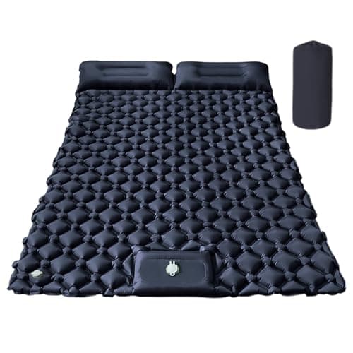 Image of Camping Bed Mattress,Double Sleeping Mat with Built-in Foot Pump - Inflatable Backpacking Accessories for Hiking Outdoor Travel Car Trekking Adventures