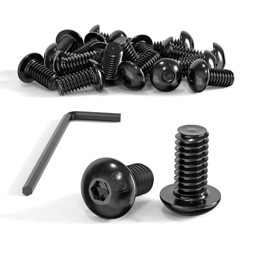 Image of Wavanta M5 Bolts, M5 x 10mm Button Head Screws, Allen Socket Bolts Screws, Carbon Steel 10.9 Grade, Black Oxide Finish, Pack of 20