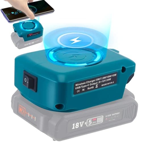 Image of Bosch Fast Charger Wireless Portable Charger for Bosch 18V System GBA Li-ion Battery 15W Fast Phone Charger USB-B&Type C Charging Output Compatible for Samsung Android iPhone Camping Travel Outdoor