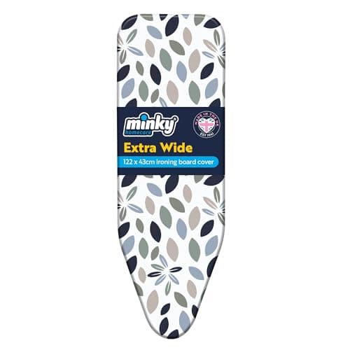 Image of Minky Extra Wide Elasticated Large Ironing Board Cover, Grey, 122 x 43cm