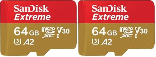 Image of SanDisk Extreme microSDXC card plus SD adapter plus RescuePRO Deluxe, up to 170 mB/s, with A2 App Performance, UHS-I, Class, 10, U3, V30, Yellow, 64GB (Pack of 2)