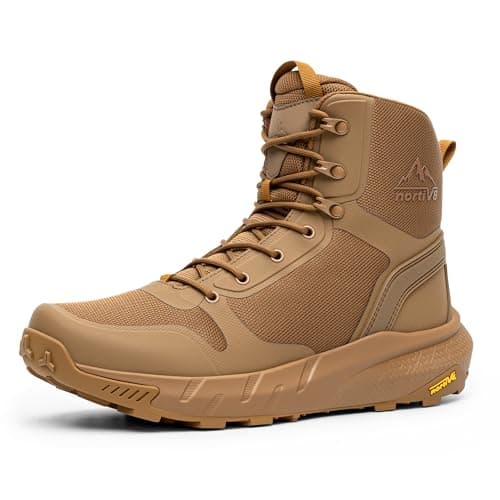 Image of NORTIV 8 Men's Mid Military Tactical Boot Comfortable Lightweight Boots for Work All Day Side Zipper Motorcycle Combat Boots,Size 10,Coyote,NMUMMT2504