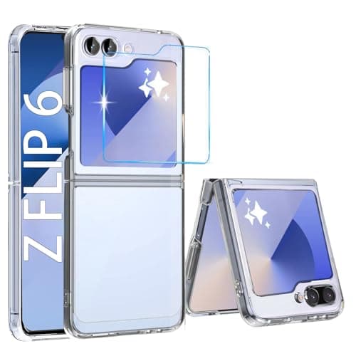 Image of MIMGOAL for Samsung Galaxy Z Flip 7 FE/Z Flip 6 Case with Screen Protector, Anti-Scratch Shockproof Protection, Hard PC Cover Slim Anti Yellowing Samsung Z Flip 6 Case, Clear