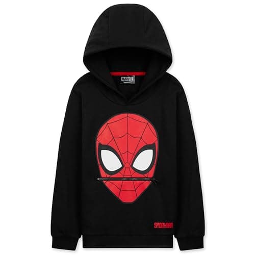 Image of Marvel Boys Hoodie - Spiderman Hooded Sweatshirt Warm Soft Lounge Wear Activewear Pullover 3-12 Years - Gifts for Boys (9-10 Years, Black)