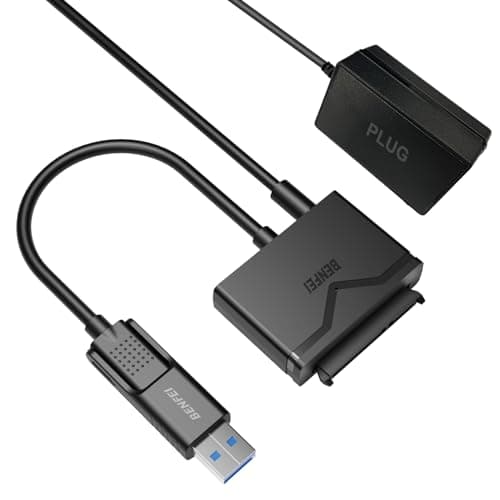 Image of BENFEI SATA to USB 3.0 Cable, USB 3.0 to SATA III Hard Drive Adapter Compatible for 2.5 3.5 Inch HDD/SSD Hard Drive Disk with 12V/2A Power Adapter, Support UASP