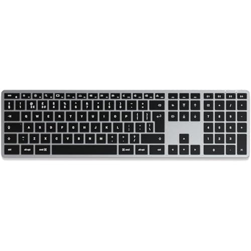 Image of Satechi Slim X3 Bluetooth Backlit Keyboard with Numeric Keypad for Mac, Illuminated Keys & Multi-Device Sync for Macbook Air/Pro M4, iPad Air/Pro M4, iPad, Mac Mini, iMac - Space Grey