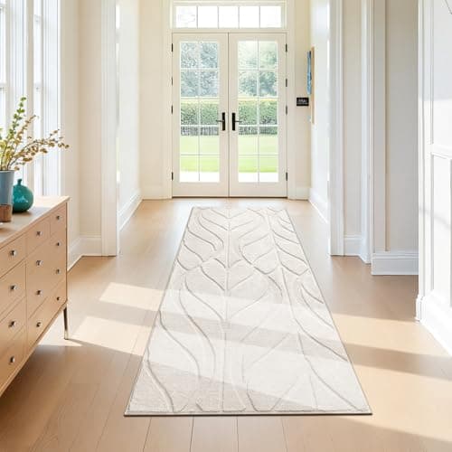 Image of SHACOS Runner Rugs 80x200 cm Non Slip Hall Runner Rug Washable Hallway Runners Long Boho Carpet Runners for Hallway Kitchen Entryway Bedsides, Beige