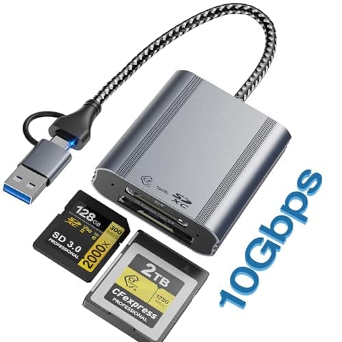 Image of 2 in 1 CFexpress Type B & SD Card Reader 10Gbps USB3.2 Gen2, Aluminum Type B CFexpress Adapter Camera External USB-A/USB-C Cable CFB Card Reader Compatible with Windows/Mac OS/Linux/Android/Laptop, PC