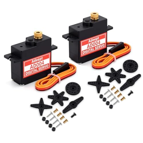 Image of Adeept AD004 17G Micro Digital Servo Motor, 4.8kg.cm Torque, All Metal Gears with 25T Servo Arm for RC Crawler Car Upgrade Servo Parts Model Boat Airplane Drones Robot(2pcs)