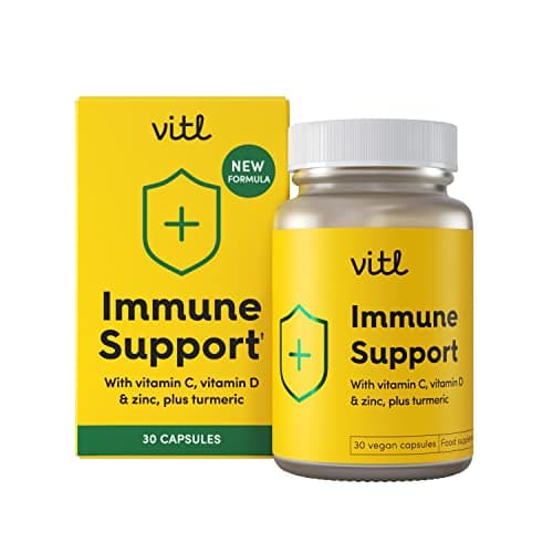 Image of Vitl Immune Support Supplement - 30 Vegan Capsules - with Vitamin D, Vitamin C, Folate, Zinc, Turmeric & Elderberry Extracts - 1 Month Supply