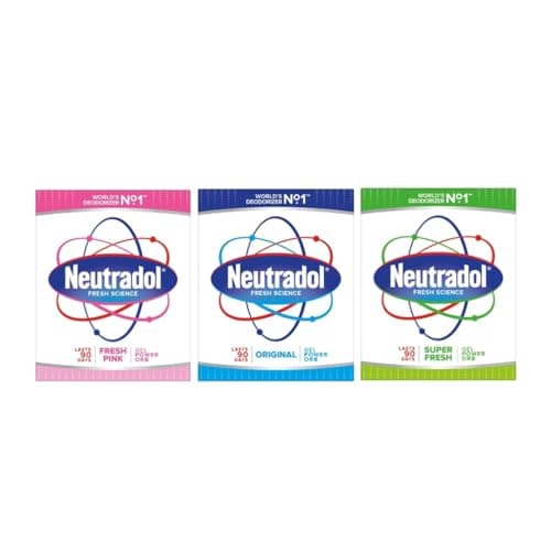 Image of Neutradol Slow Release Gel, Air Freshener and Odour Eliminator, No Plug or Spray Needed, Super Fresh, Fresh Pink & Original, Multipack (3)
