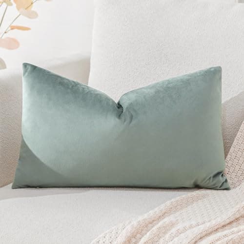 Image of Artscope Luxury Velvet Cushion Covers Super Soft Decorative Rectangle Throw Pillow Covers Case Cushion Covers for Sofa Couch Bedroom Car Decor 40x60cm Light Gray