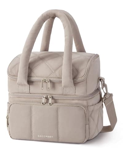 Image of bagsmart Insulated Lunch Bags for Women, 6.7L Portable Lunch Box with Shoulder Strap Reusable Cooler Bag, Puffy Thermal Lunch Tote for Work/School/Picnic/Travel