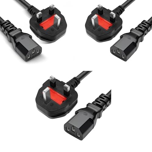 Image of UK 3 Pin Kettle Lead Power Cable IEC C13 to BS1363 Plug 1.5M 5FT 6FT AC Mains Power Cord 13A 250V for PC Computer Monitor TV Printer Laptop Power Supply Black (3, 2M)