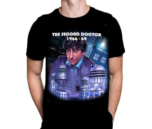 Image of WSH - Second Doctor - Dr Who Men's Fan Merchandise Black Gildan T-Shirt