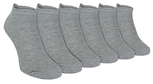 Image of Sock Snob - 6 Pack Mens Cotton Ankle Low Cut Short Quarter Gym/Trainer Socks (6-11 UK, Grey)