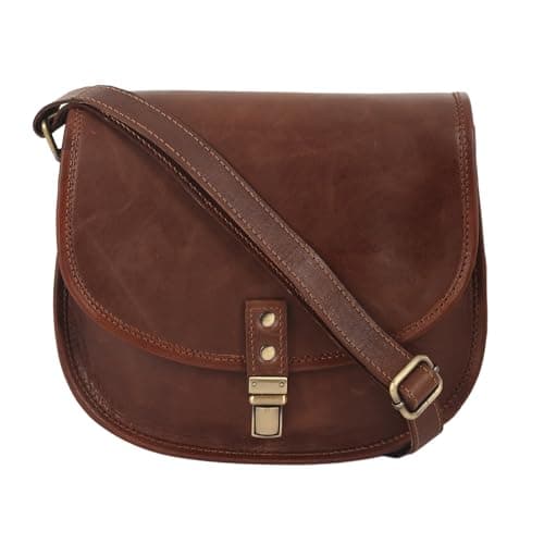 Image of URBAN LEATHER Genuine Leather Women's Crossbody Shoulder Saddle Bag Office Work Tablet Handbag Purse Designer Satchel Bags Handmade Vintage Travel Cross body Sling Bag for Ladies