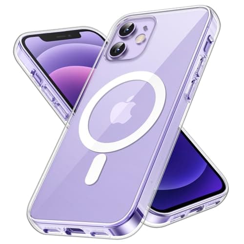 Image of JETech Magnetic Case for iPhone 12/12 Pro 6.1-Inch Compatible with MagSafe Wireless Charging, Shockproof Phone Bumper Cover, Anti-Scratch Clear Back (Clear)