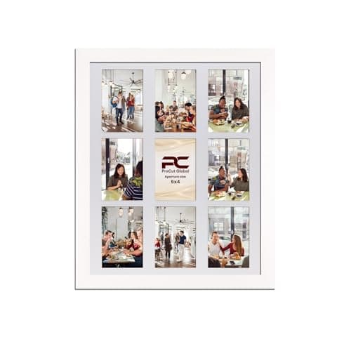 Image of Procut Global 20x16 White Photo Frames for Multiple Pictures with White Mount To Fit (9x) 6x4" Multi Apertures - Wall Hanging Collage Frame Ideal for Friends & Family Memories