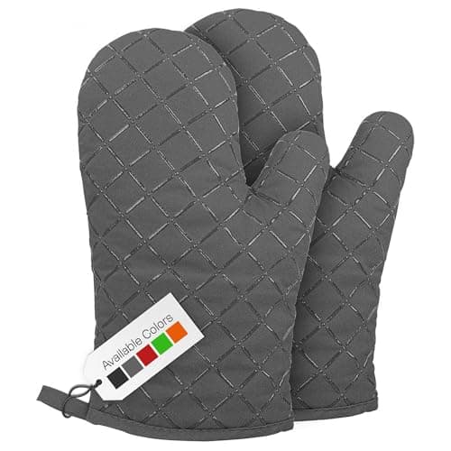 Image of Oven Gloves Heat Resistant Double Sided Non Slip Silicone Oven Mitts for Grilling Cooking Baking Barbecue - Silicone 1 Pair, Grey Christmas Oven Gloves