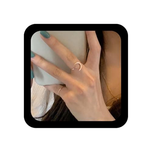 Image of Aneneiceera Vintage Crystal Moon Star Ring Rose Gold Opening Moon Ring Half Open Cz Star Finger Rings Adjustable Band Rings Rhinestone Crescent Jewelry for Women 2Pcs (Gold)