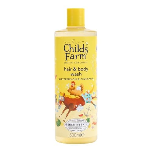 Image of Childs Farm Kids Hair & Body Wash, Watermelon & Pineapple | Tear-free, Gently Cleanses | Suitable for Dry, Sensitive Skin, 500ml