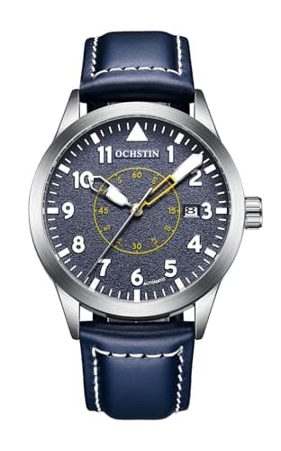 Image of BOLYTE Automatic Mechanical Mens Watches Self Winding Auto Date Military Sports Male Wristwatch with Leather Strap (Blue)