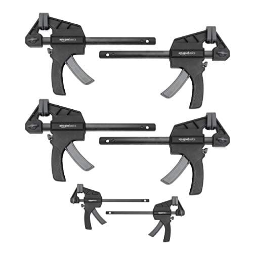 Image of Amazon Basics 6 Piece Steel Spring Clamp Set, 2 Pieces 10.16 cm, 4 Piece 15.24 cm, Black, Grey