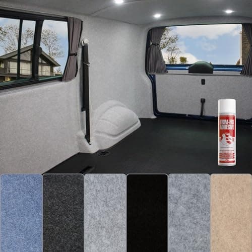 Image of Tuda Carpets | 4 Way Stretch Van Lining Carpet + 1 Trim Fix Glue Adhesive | 6 Colours/Various Lengths - 2m W x 1m L (6ft6" x 3ft3") Silver Grey