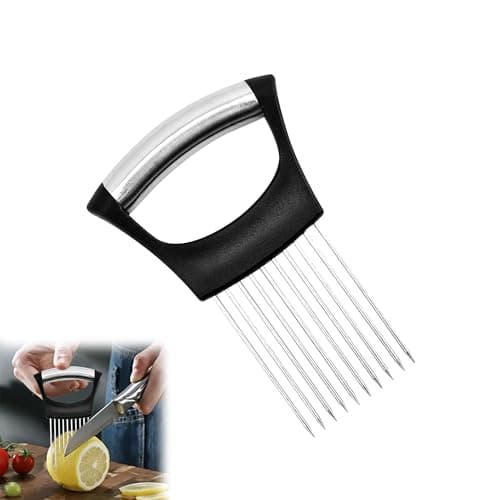 Image of 1Pc Onion Holder for Slicing Stainless Steel Slicer Onion Cutter for Slicing Easy to Clean Vegetable Cutter for Fruits Potato and Tomato Lemon Avocados Eggs Food Slicer Assistant Tool