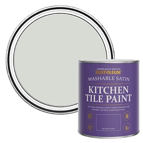 Image of Rust-Oleum Grey water resistant Kitchen Tile Paint in Satin Finish - Winter Grey 750ml